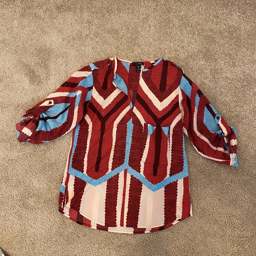 Aqua mixed color blouse